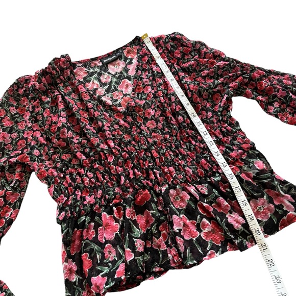 Desigual Hamburgo Floral Chiffon Top | Smocked Waist | M - Picture 14 of 14